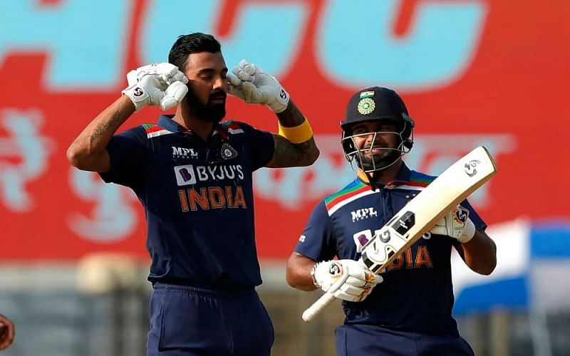 KL Rahul celebrates his fifth ODI century.