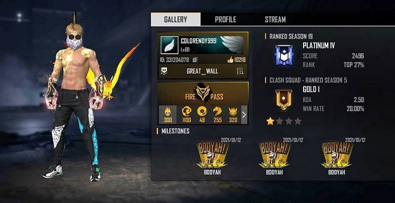 Colonel FF&#039;s Free Fire ID and stats