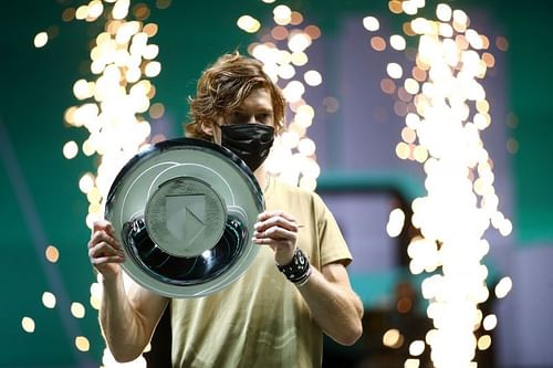 Andrey Rublev with the Rotterdam trophy