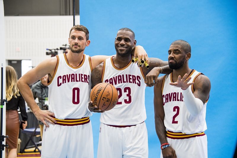 LeBron James, Kyrie Irving and Kevin Love