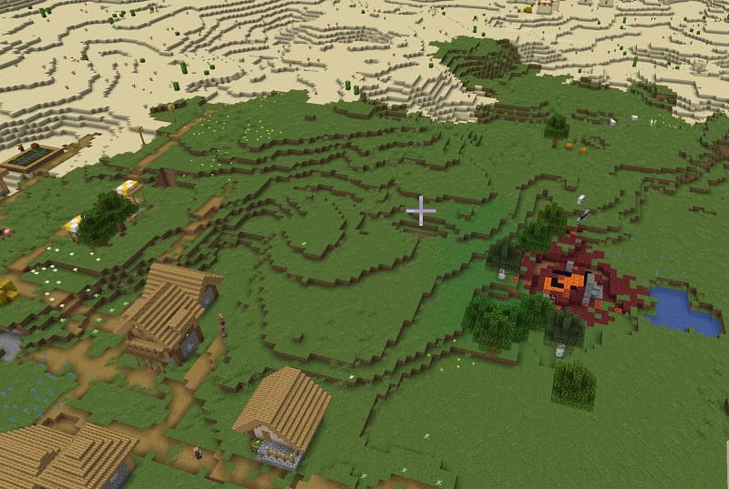 Overview of the first village (Image via Minecraft)