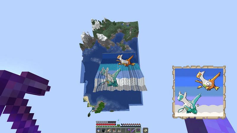 Shiny Latios Minecraft map art (Image via u/HeldipFills on Reddit)