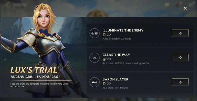 Lux&#039;s Trail in Wild Rift started on the 12th of March and will run till the 17th of March (Screengrab via Wild Rift)