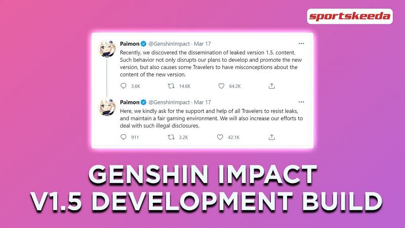 Genshin Impact 1.5 Beta development build leaked