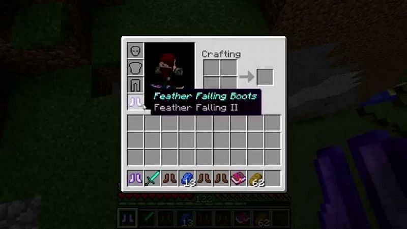Feather Falling is one of the hardest Minecraft enchantments to obtain from an enchantment table (Image via gamepedia)