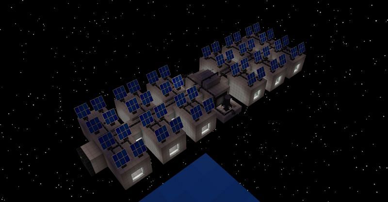 A space station in Galacticraft! (Image via u/JamesOnYoutube on Reddit)