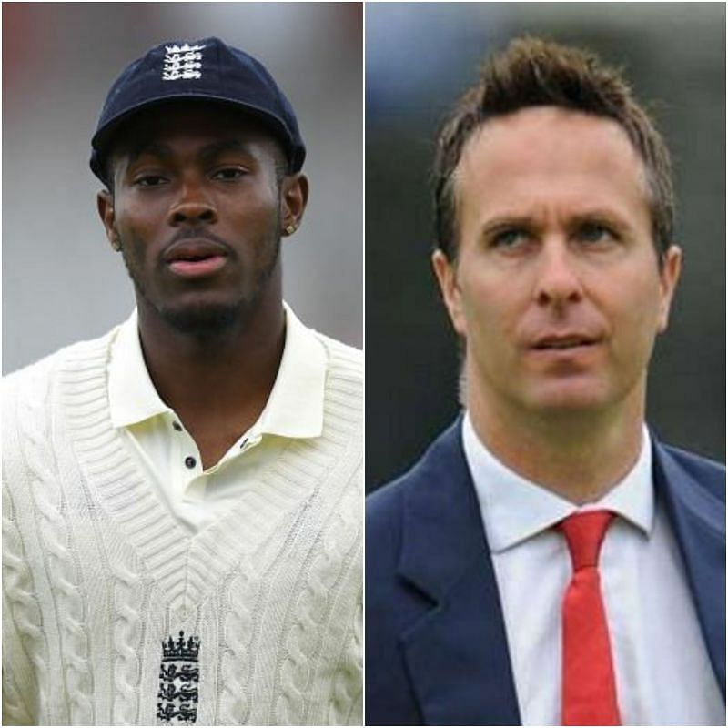 Jofra Archer (L) and Michael Vaughan