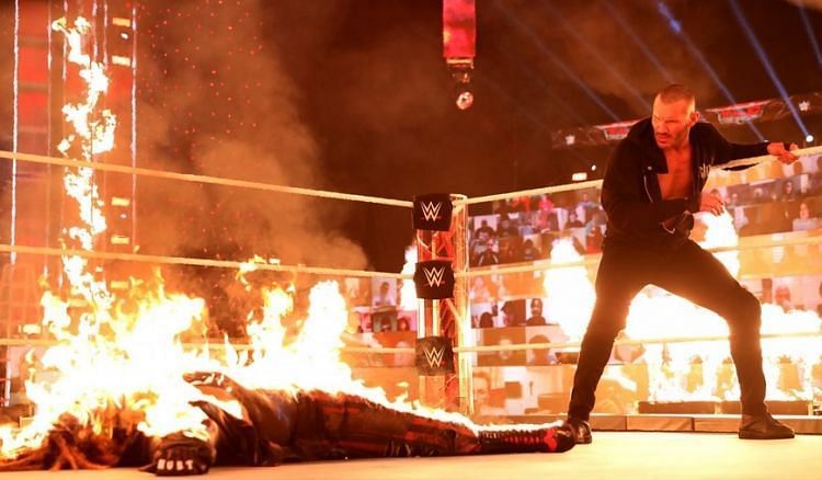 Randy Orton set The Fiend on fire at WWE TLC