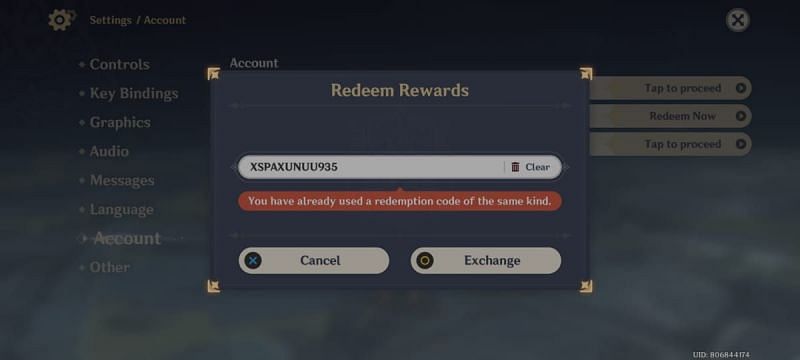 Error in redemption if players have redeemed a code from similar giveaways before
