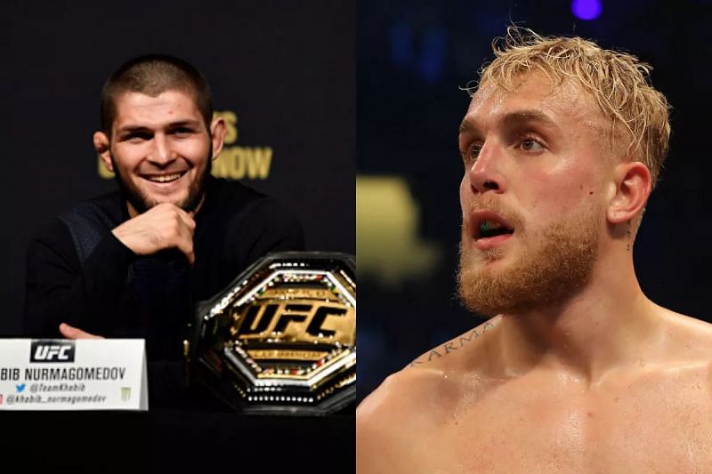 Khabib Nurmagomedov (left) and Jake Paul (right)