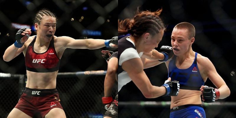 Zhang Weili (left) and Rose Namajunas (right)