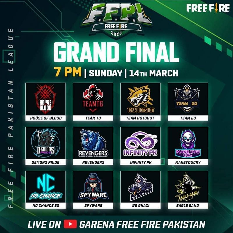 Free Fire Pakistan League Grand Finals Teams