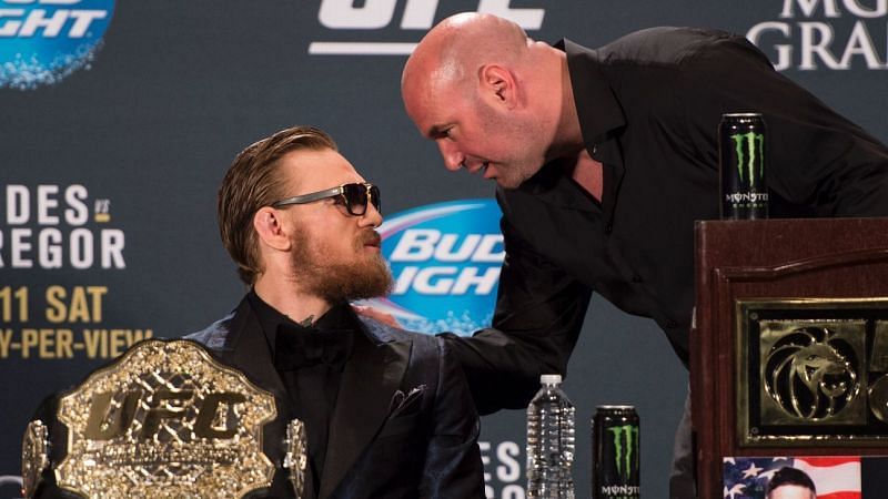 UFC President Dana White having a conversation with McGregor