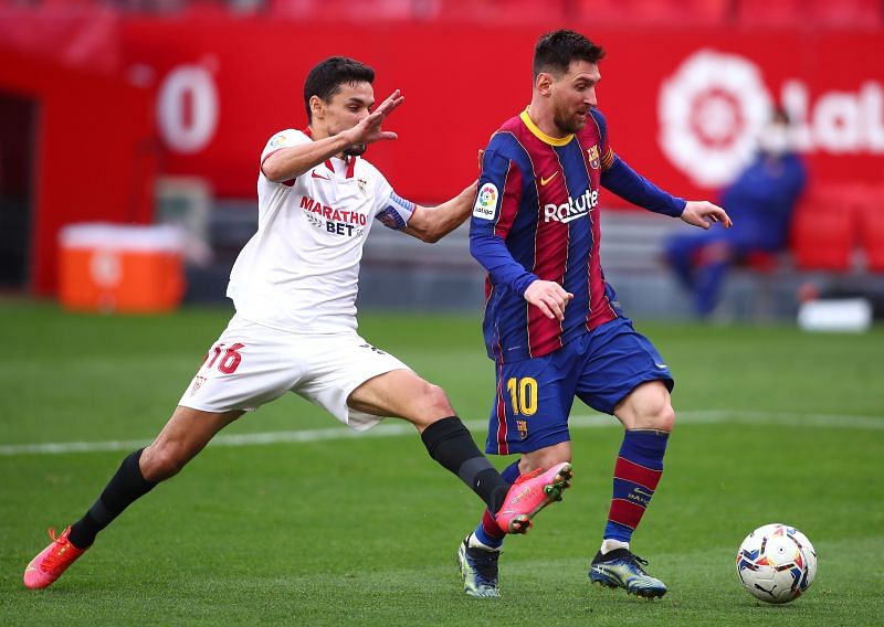 Lionel Messi in action against Sevilla
