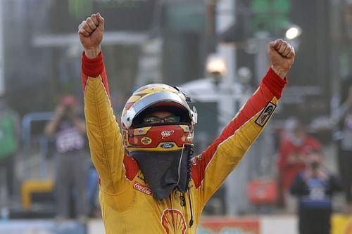 Joey Logano wins the first Cup dirt race since Richard Petty. (Photo by Jared C. Tilton/Getty Images)