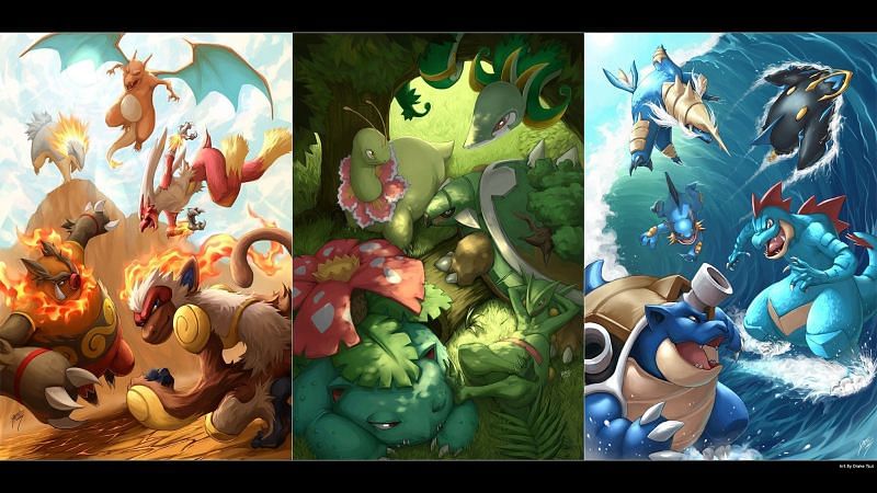 All Gen 5 Starter Evolutions Type Swap Fanart