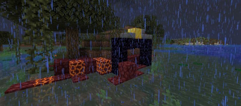 Shown: An ominous Ruined Portal. It does not seem to have a chest... (Image via Minecraft)