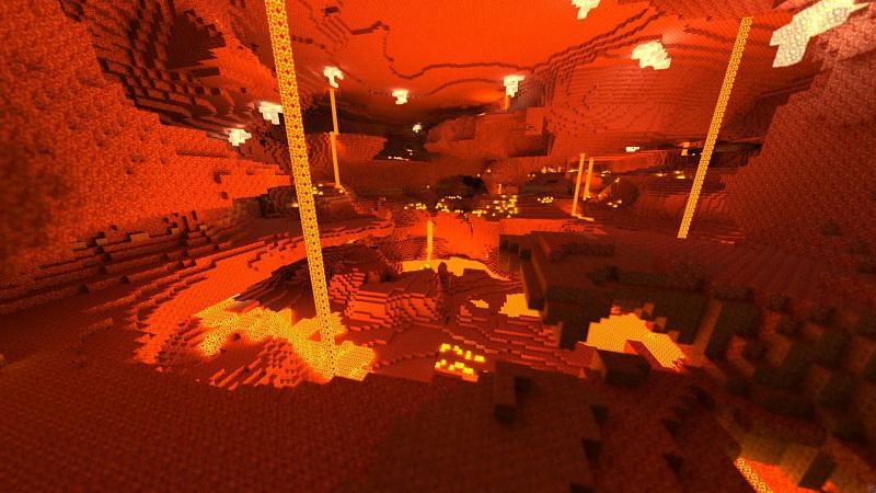 The Nether is a dark and molten hot dimension that will test the courage of each Minecraft player who dares to explore it. (Image via wallpapercave.com)