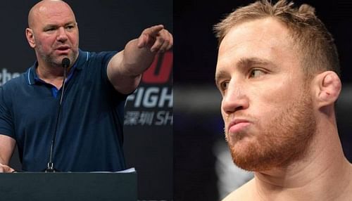 Dana White (left); Justin Gaethje (right)