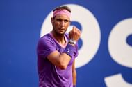 Rafael Nadal looks on during his Round of 16 match against Kei Nishikori