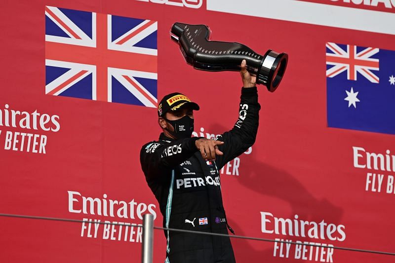 Lewis Hamilton won the 2020 race at Imola. Photo: Miguel Medina - Pool/Getty Images.