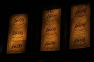 General view of the LA Lakers' championship banners.