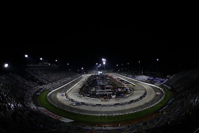 The Xfinity Series Cook Out 250 was delayed by rain after Lap 90. (Photo by James Gilbert/Getty Images)