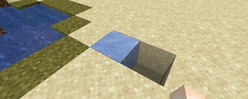 Block of ice prior to being broken (Image via Minecraft)