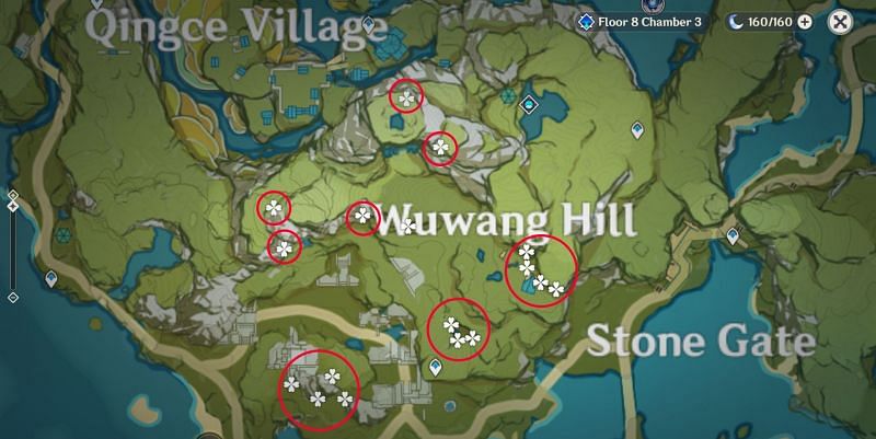 Genshin Impact map: Wuwang Hill