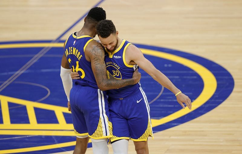 Golden State Warriors teammates Steph Curry and Kent Bazemore