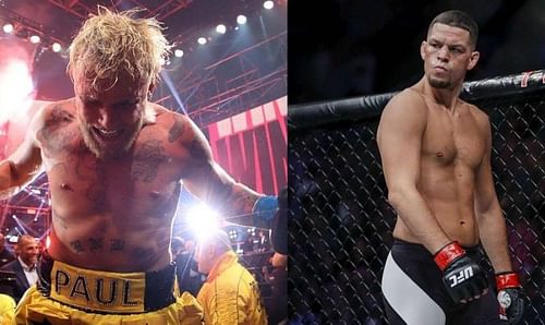 Jake Paul (left); Nate Diaz (right)