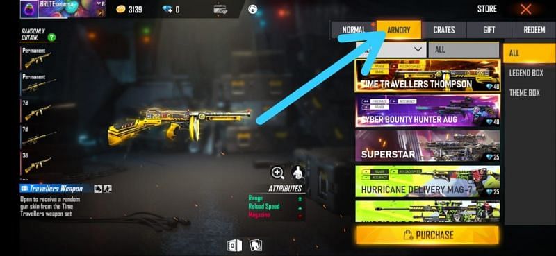 Tap on the &#039;Armory&#039; section and select the Time Travellers Thompson tab