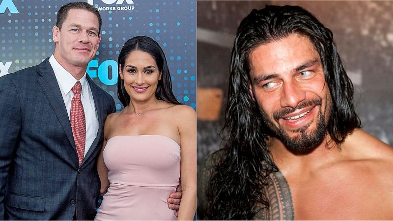 John Cena and Nikki Bella; Roman Reigns