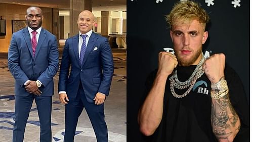 Kamaru Usman and Ali Abdelaziz (left); Jake Paul (right)