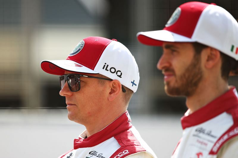 Antonio Giovinazzi and Kimi Raikkonen of Alfa Romeo at the Bahrain test. Photo: Joe Portlock/Getty Images.
