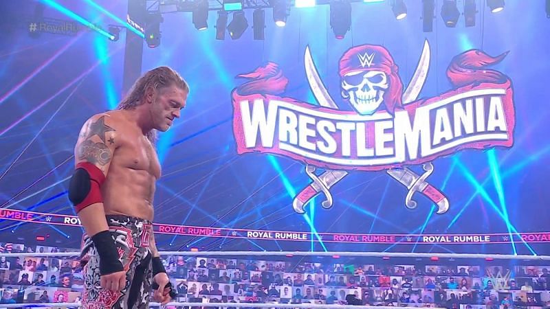 Edge after winning the 2021 Royal Rumble Match
