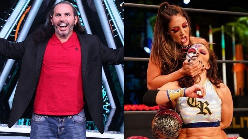 Matt Hardy, Britt Baker, and Thunder Rosa.