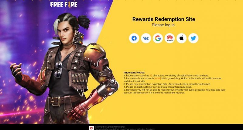Players have to log in to their Free Fire accounts