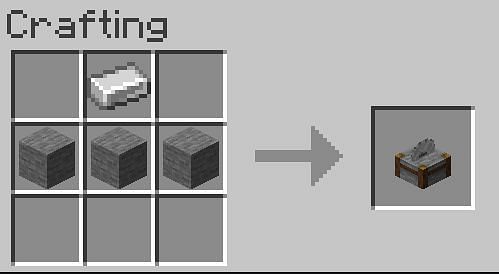 The recipe for a stonecutter in Minecraft