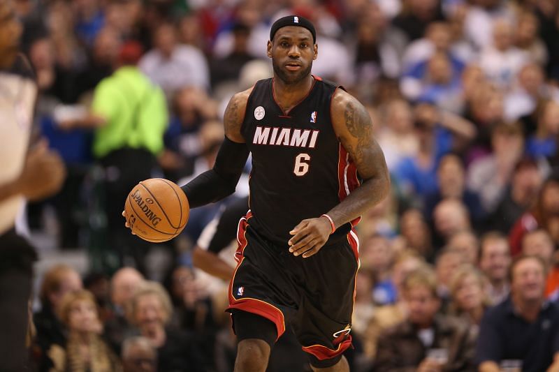 LeBron James (#6) of the Miami Heat in 2012