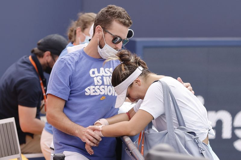 Bianca Andreescu breaks down after retiring from her match against Ashleigh Barty