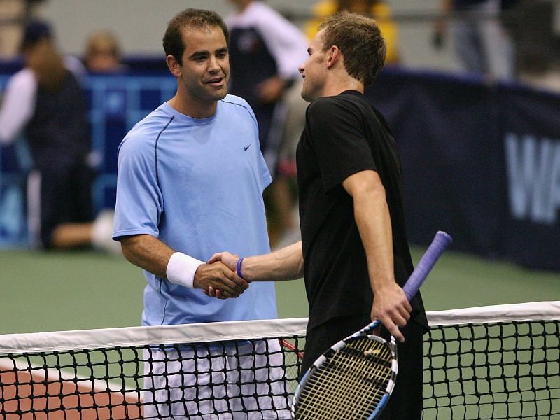 Andy Roddick (R) thinks Jannik Sinner can learn from Pete Sampras&#039; (L) serve