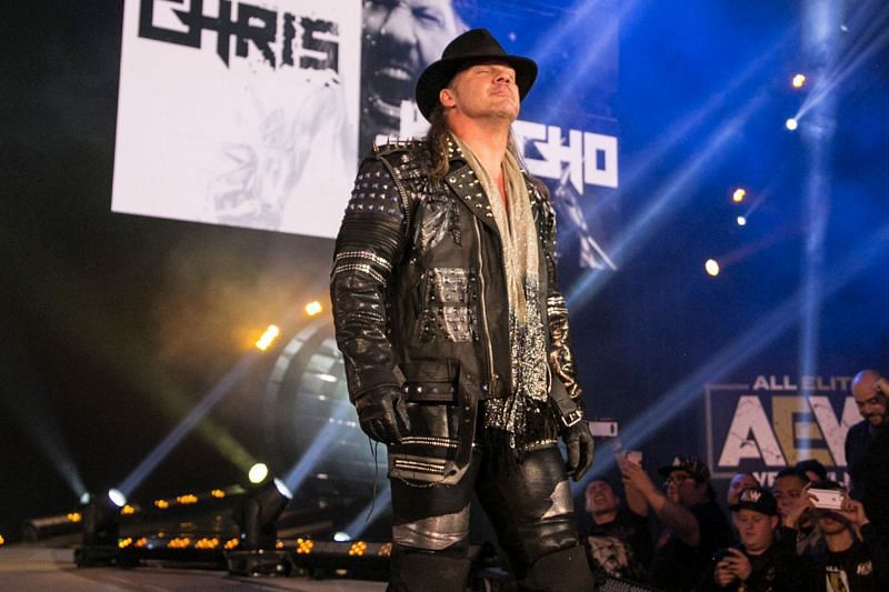 Chris Jericho making his way to the ring with his song Judas playing.