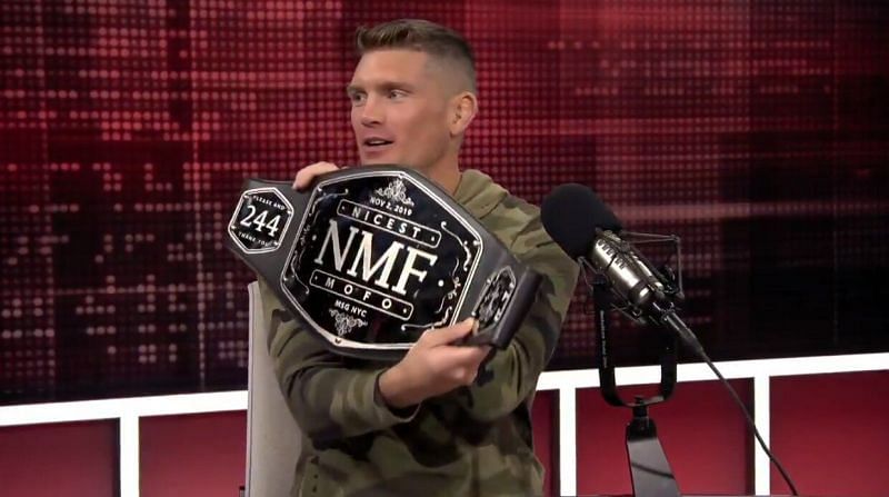 Stephen Thompson with the NMF belt at the Ariel Helwani Show