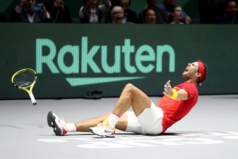 Rafael Nadal celebrates after winning the 2019 Davis Cup
