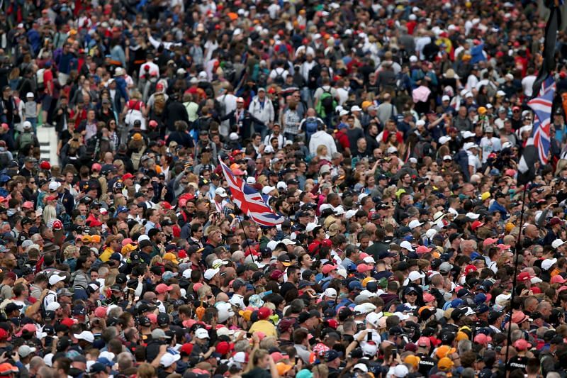 Fan atmosphere at the Silverstone circuit. Photo: Charles Coates/Getty Images.