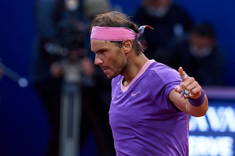 Rafael Nadal celebrates after winning the Barcelona Open