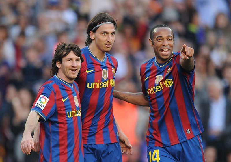 Lionel Messi, Zlatan Ibrahimovic and Thierry Henry