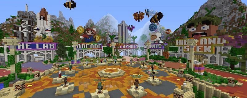 The Hive&#039;s Minecraft Minigames Lobby (Image via The Hive Forums)