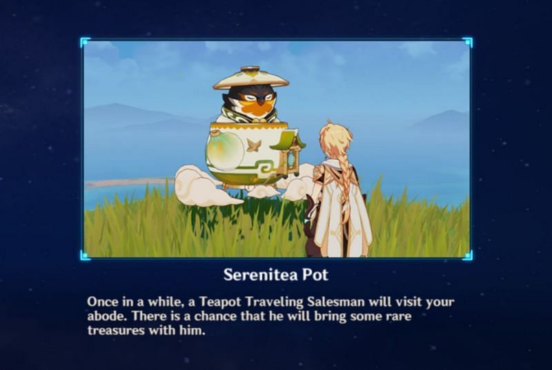 Depiction of the Teapot Traveling Salesman with the Traveler (image via Genshin Impact)